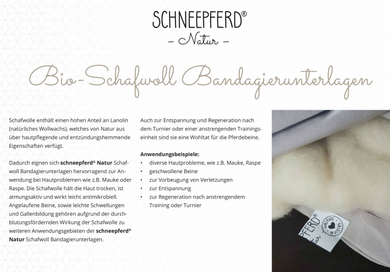schneepferd® Natur Bio-Schafwoll Bandagierunterlagen